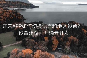 开云APP如何切换语言和地区设置？｜设置建议，开通云开发